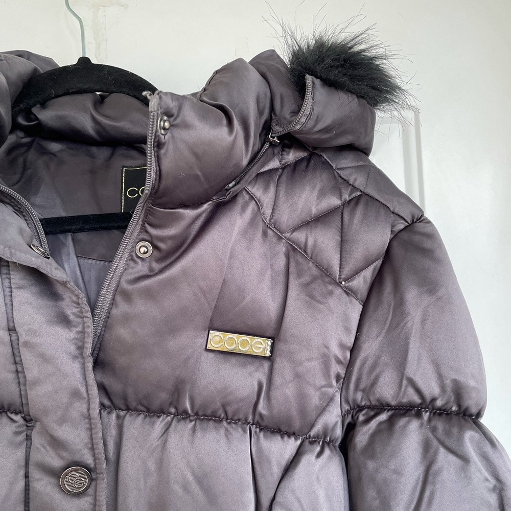 COOGI Puffer Longline Belted Coat with Faux Fur Removable Hood Quilted Jacket - Picture 8 of 16